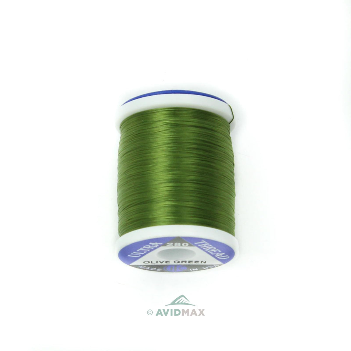 UTC Ultra Thread 280 Denier Olive Green on spool for precise, durable fly tying.