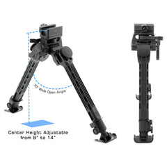 UTG Big Bore bipod extended legs provide stable support on uneven ground.