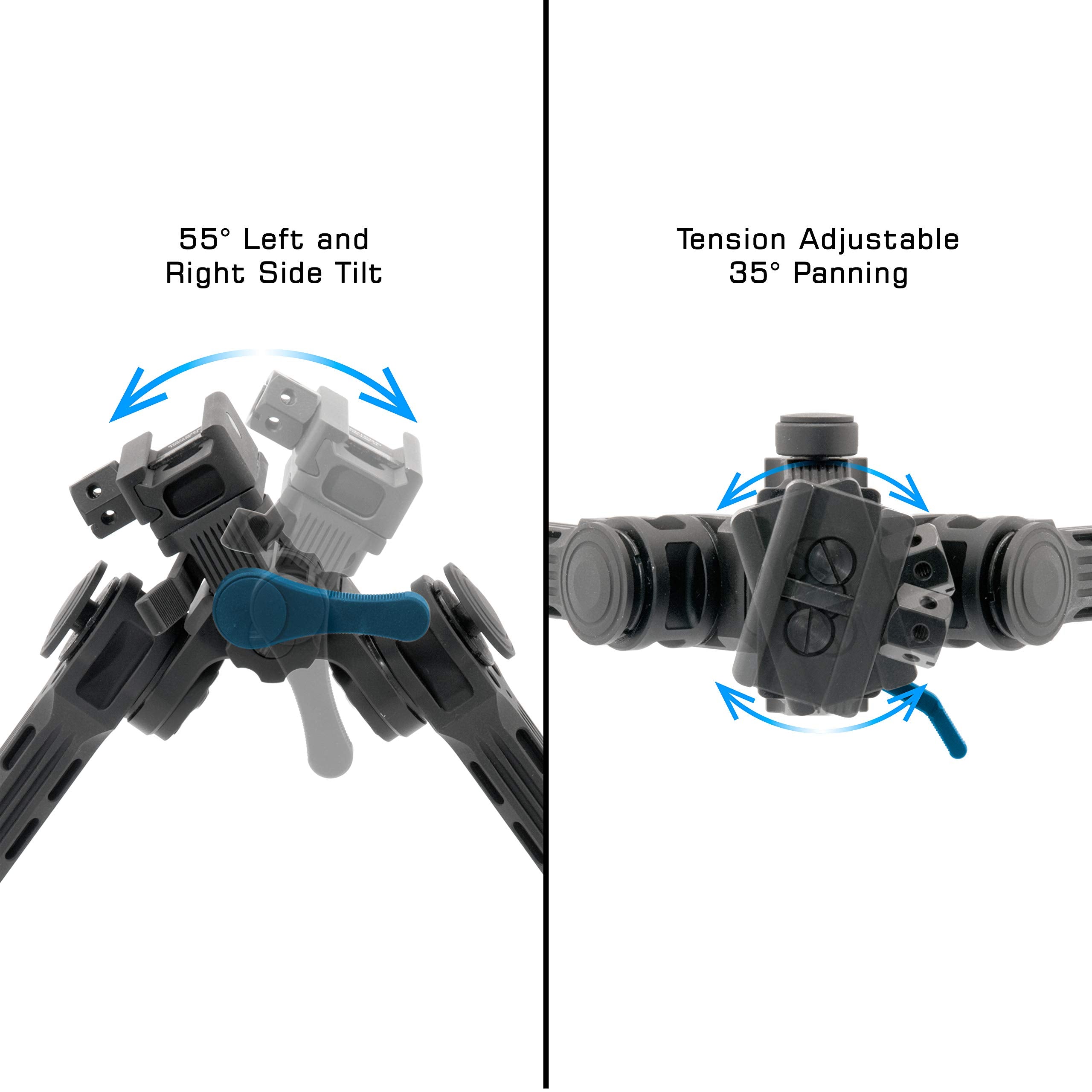 UTG Big Bore bipod pan 35deg for improved recoil control.