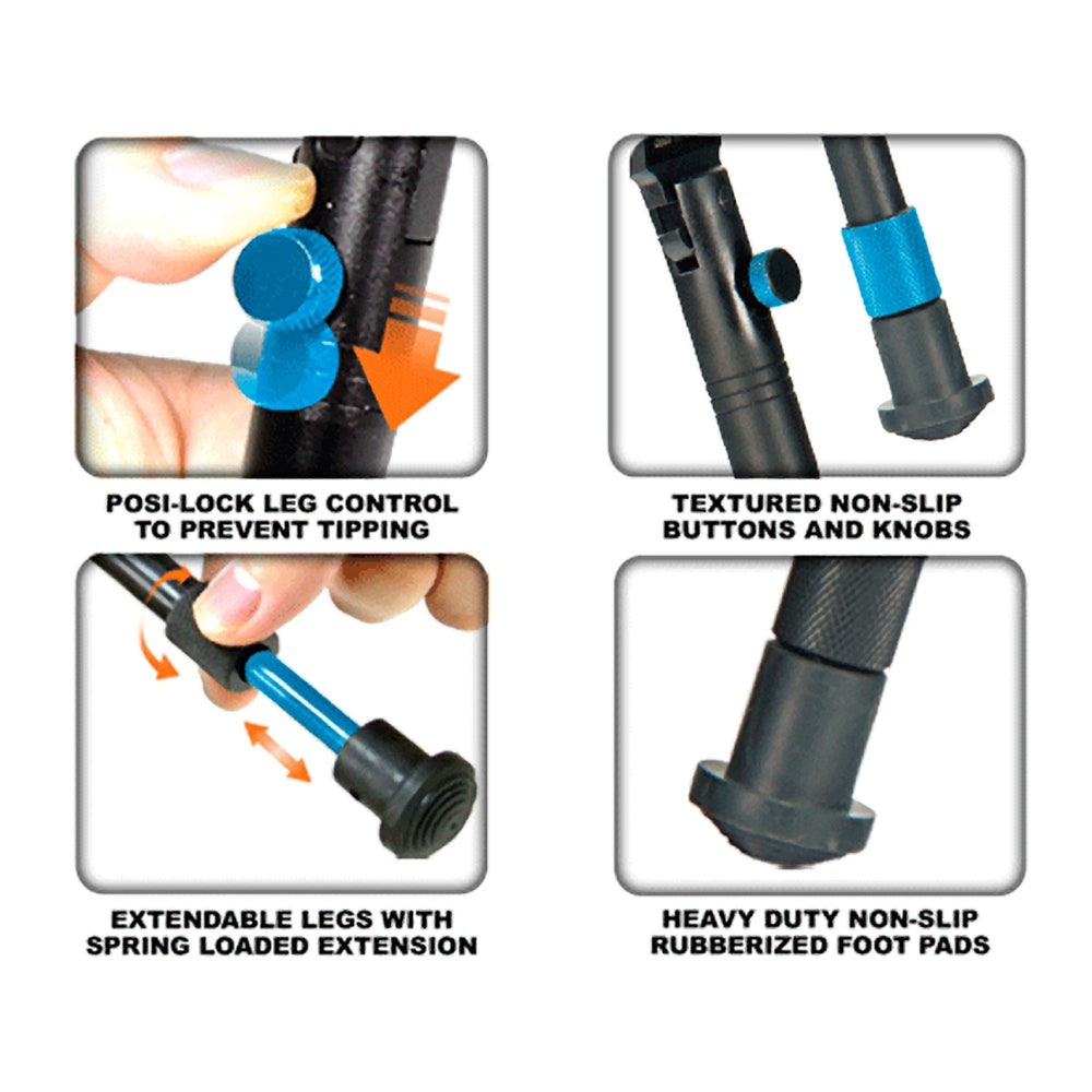 UTG New Gen Reinforced Bipod barrel-diameter range supports versatile rifle setups.