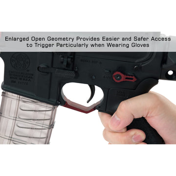 Aluminum trigger guard with matte red anodization and installation tool