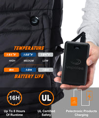 uupalee heated vest with carbon fiber heating elements covering chest to waist