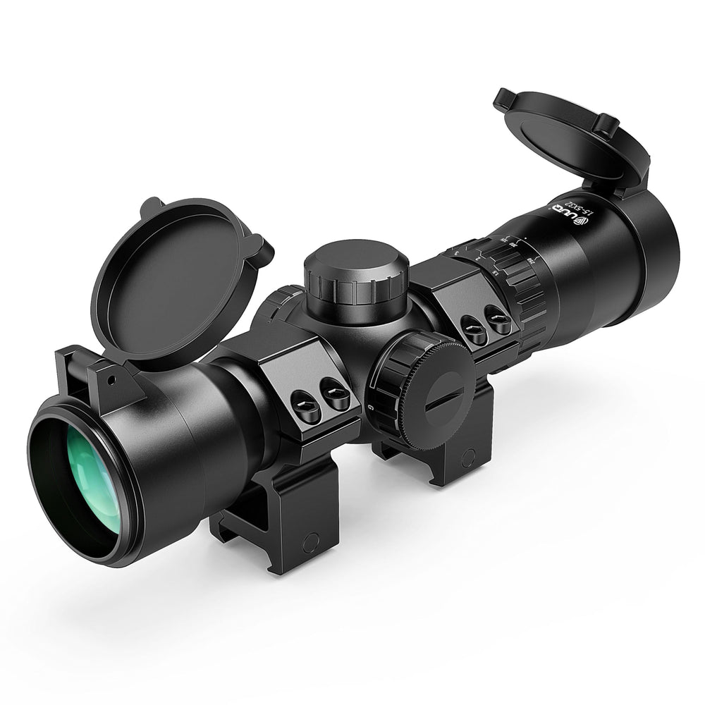 UUQ crossbow scope with circle rangefinder reticle for fast distance judgment in low light.