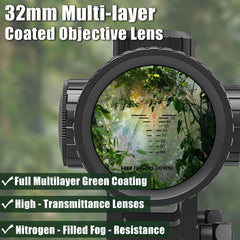 UUQ crossbow scope 1.5-5x32 magnification covers 20–100 yards for versatile aiming.