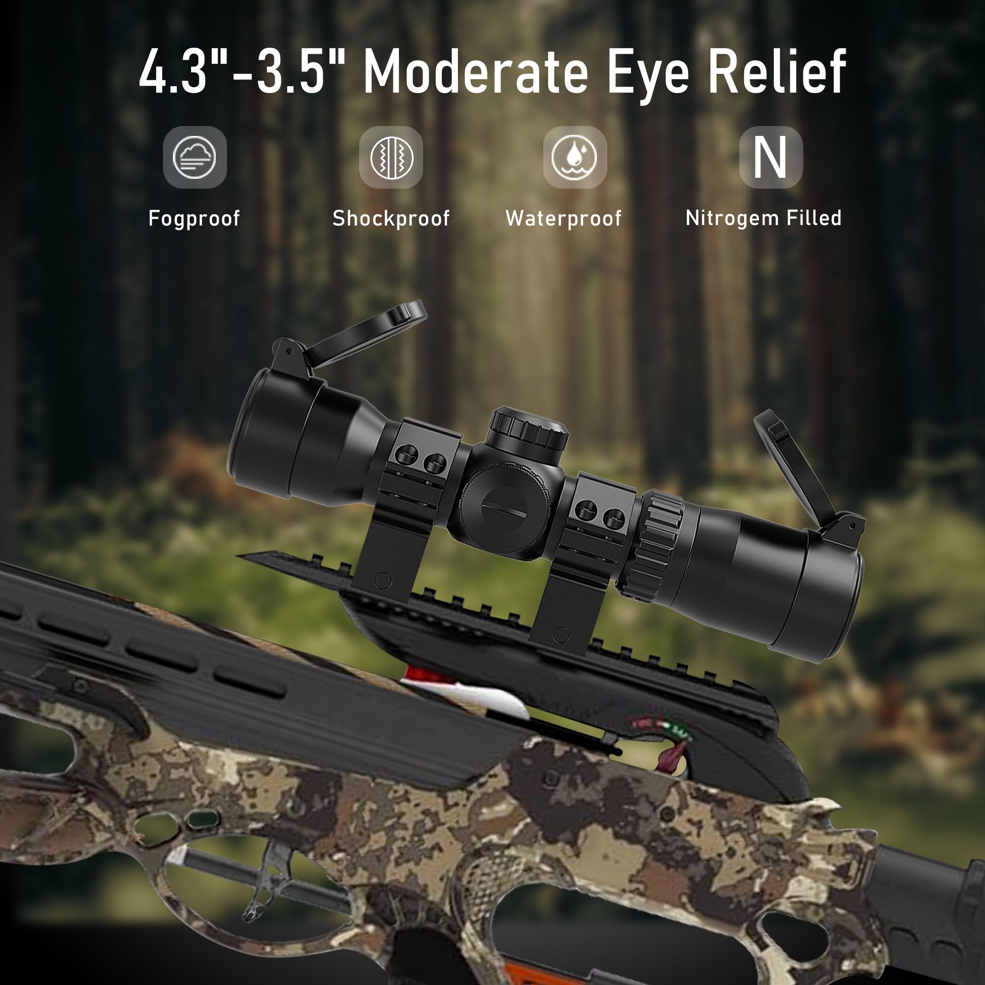 UUQ crossbow scope is waterproof and fog-proof for all-weather visibility.