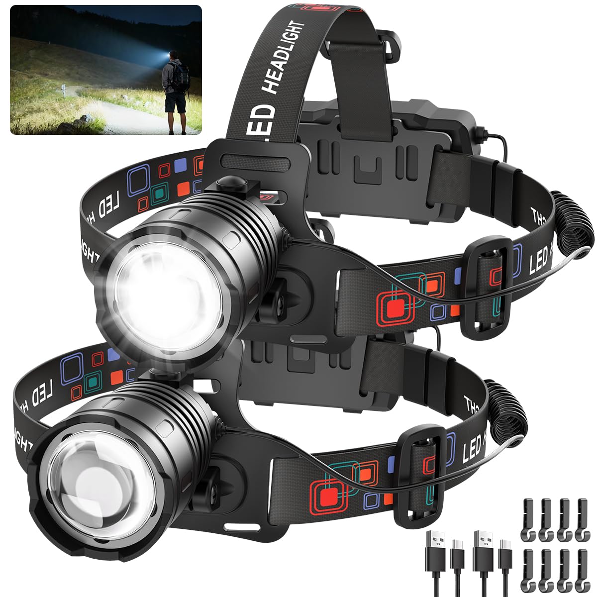 UUYEE headlamp bright beam for clear night visibility during camping.