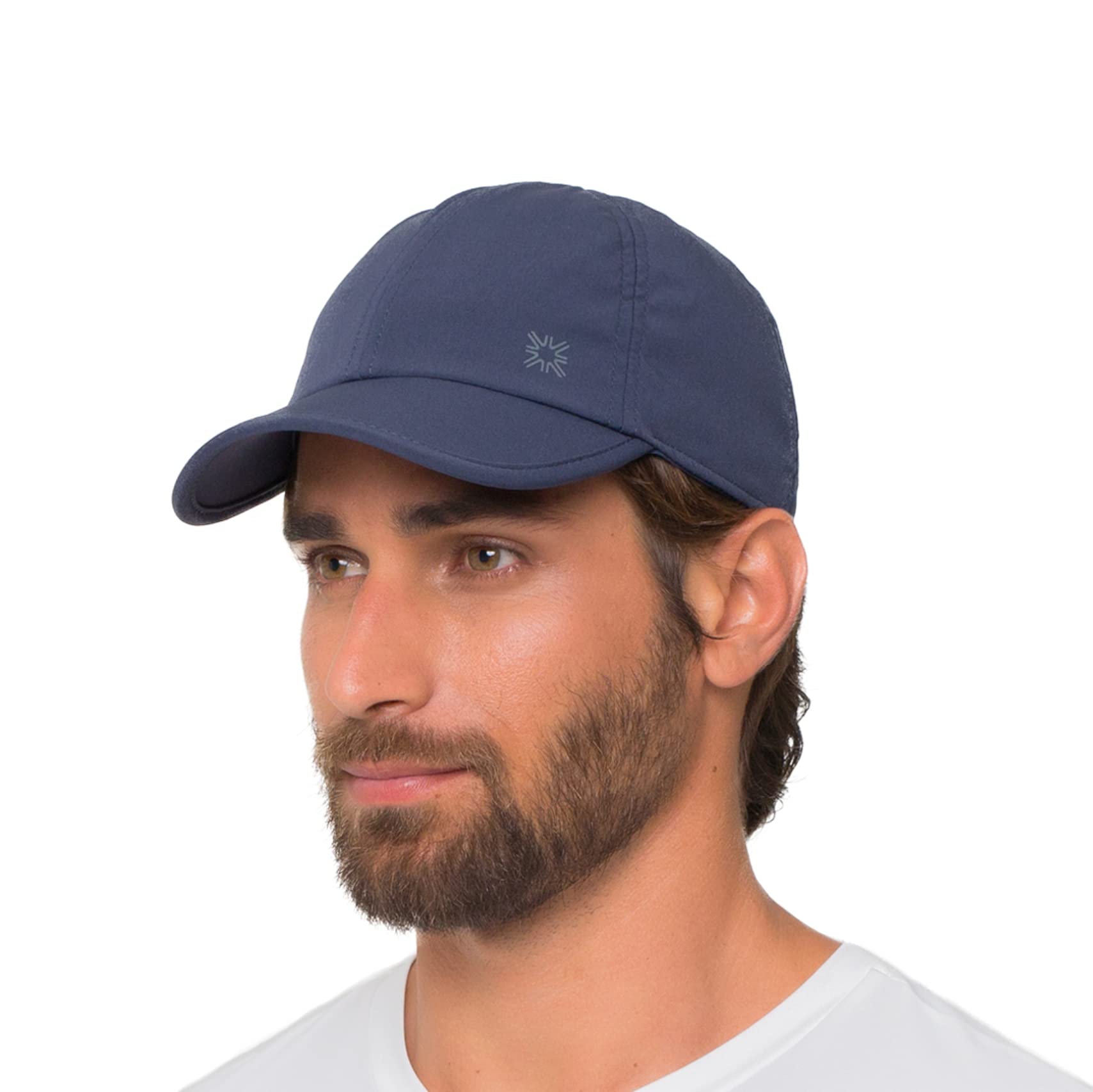 UV.LINE UV PRO Cap navy front view showing sun protection for outdoor activities