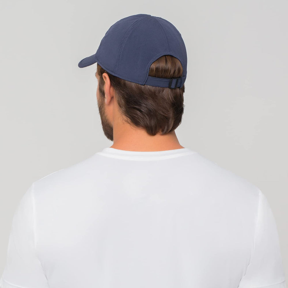 UV.LINE UV PRO Cap navy side view highlighting adjustable fit with Velcro closure