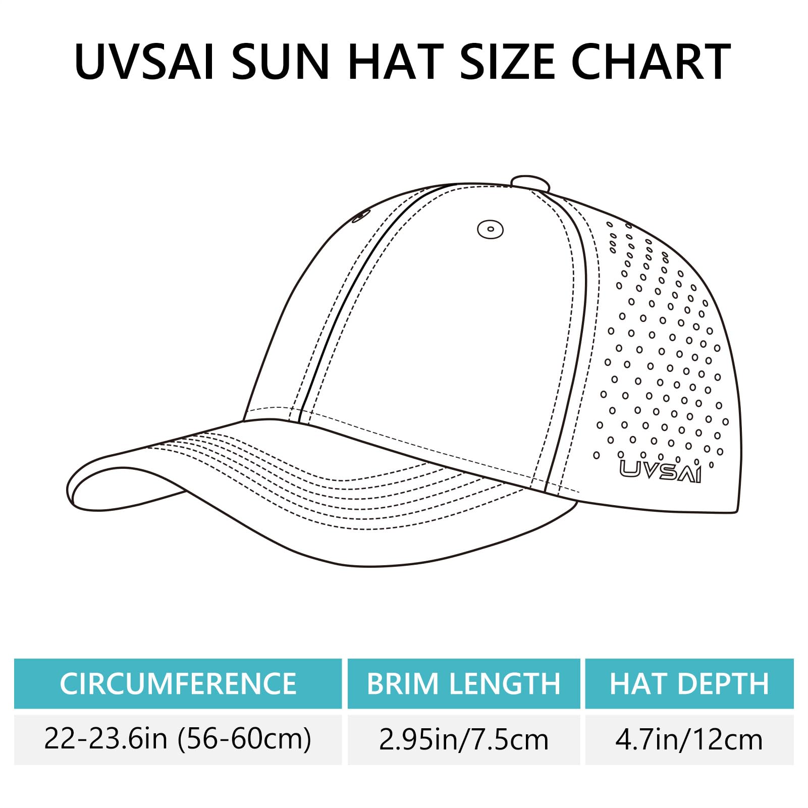 UVSAI UPF 50+ baseball cap rear view highlighting adjustable hook-and-loop fit.