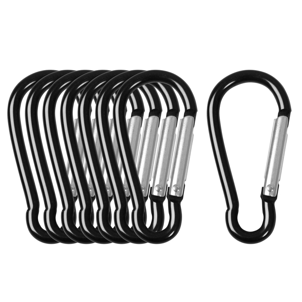 uxcell 8-pack metal spring snap hook carabiner showing compact 2.4-inch design for keys and gear