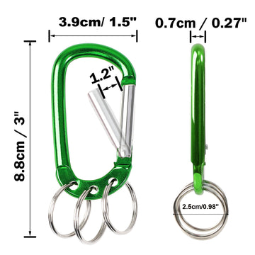 uxcell carabiner clip green side view highlights slim profile for backpack attachment