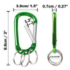 uxcell carabiner clip green side view highlights slim profile for backpack attachment