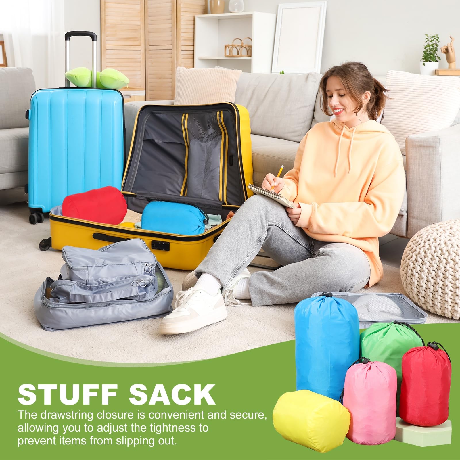 uxcell multipurpose stuff sack holds clothing, blankets, and gear.