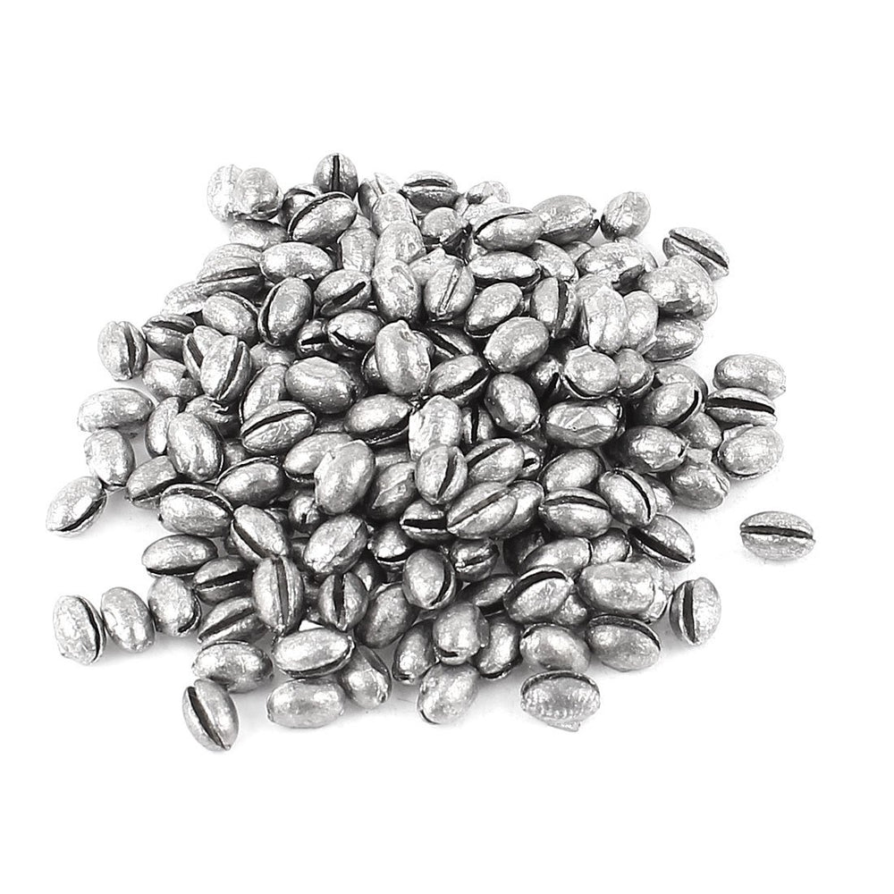 uxcell egg-shape fishing weights, 200pcs, packaged for versatile sinker adjustments in bass and panfish.