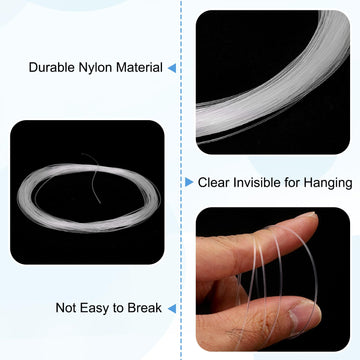 uxcell clear fishing line wire nearly invisible against bright backgrounds