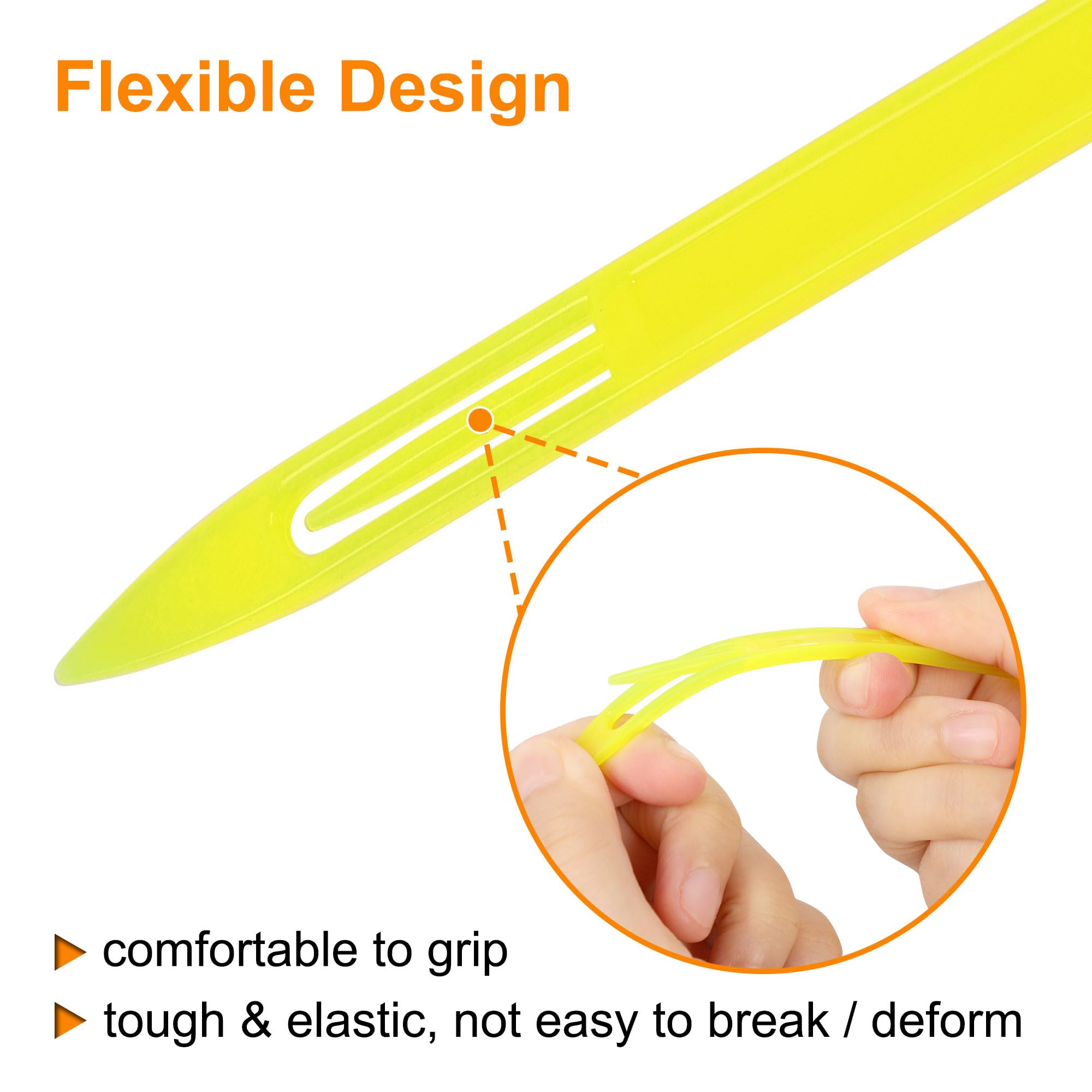 Strong plastic uxcell net repair needle in yellow for long-lasting use.