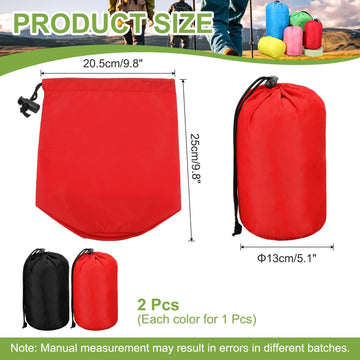 uxcell nylon stuff sack black, versatile drawstring storage for hiking and backpacking.