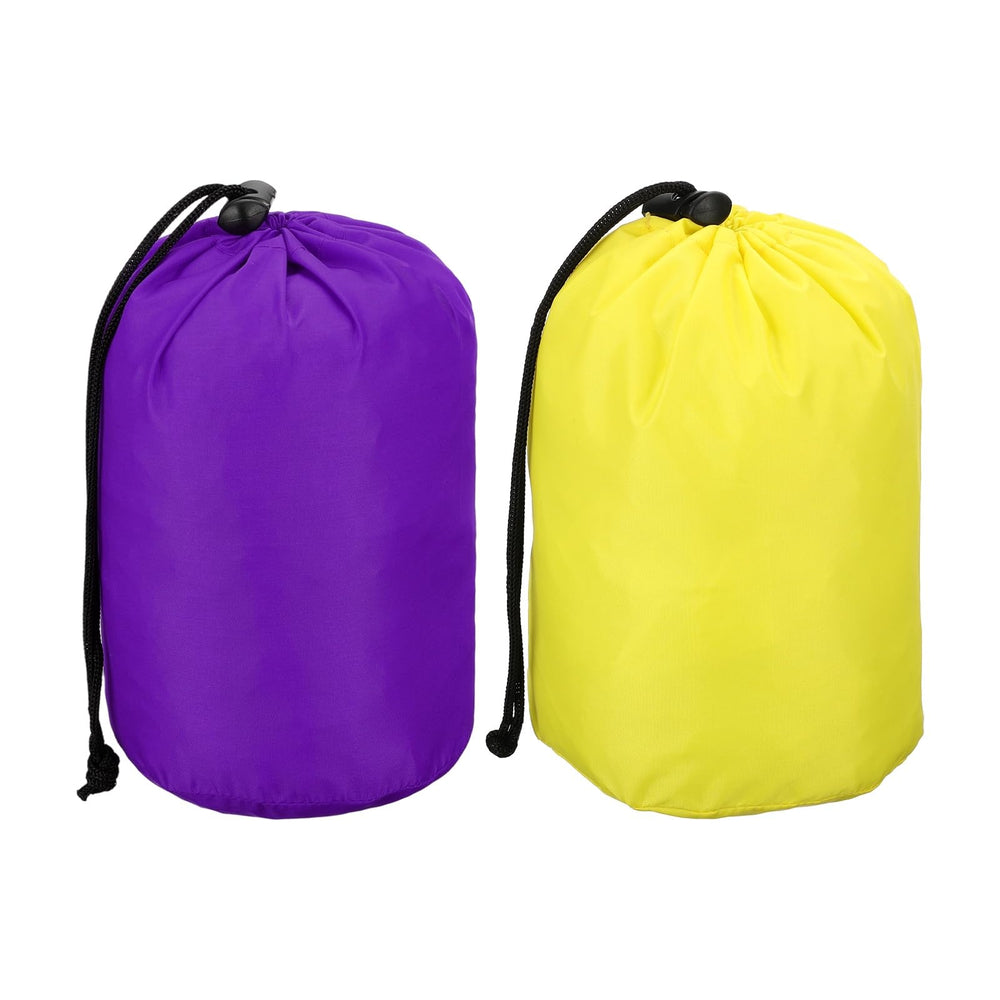 uxcell stuff sack with closed drawstring in yellow and purple keeps gear secure on trips