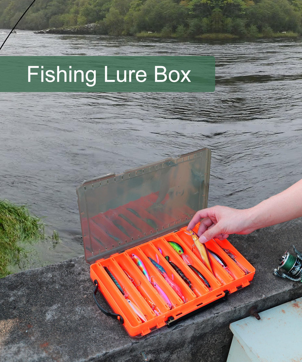 Uxwuy double-sided fishing lure box open showing two sides