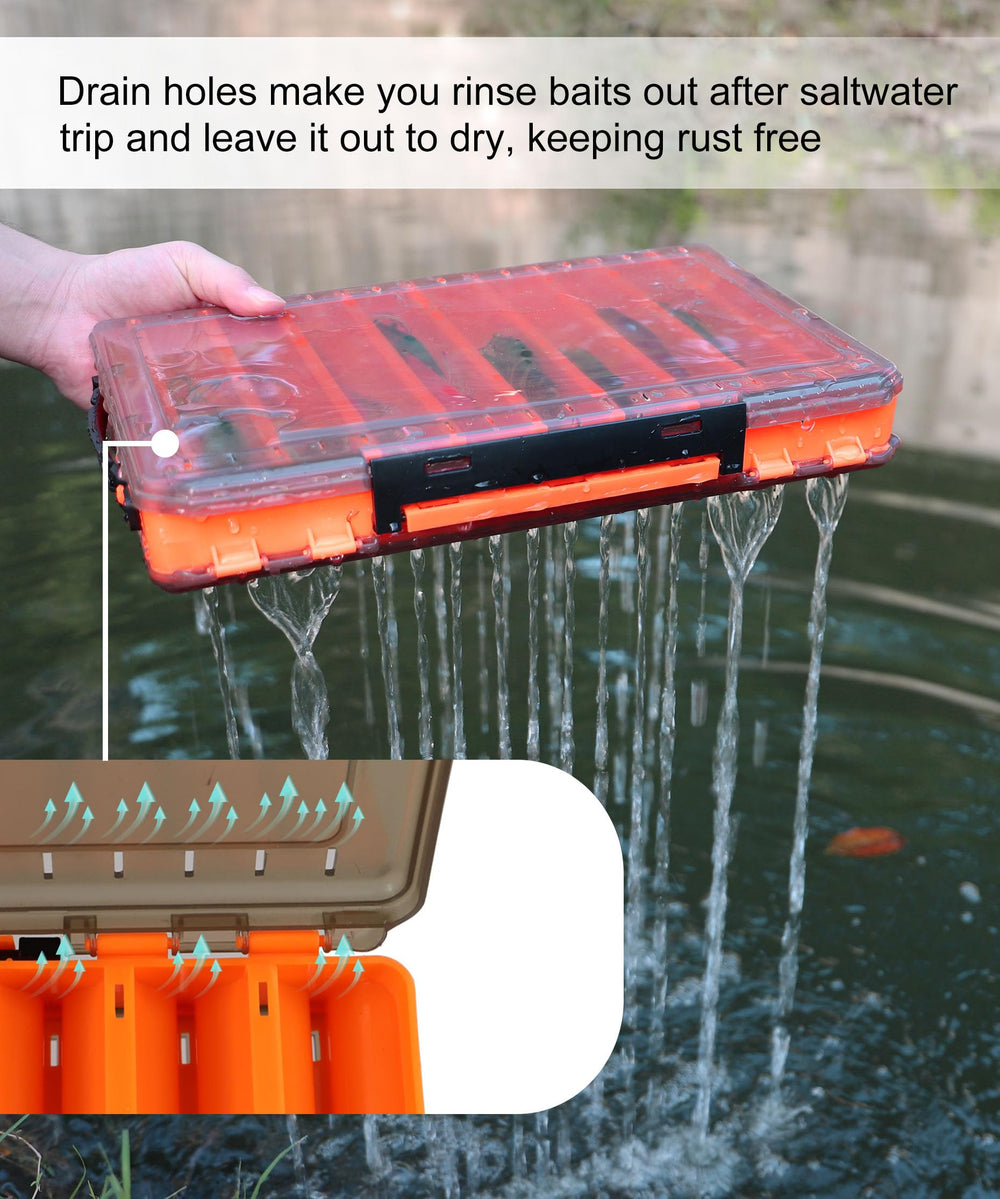 Uxwuy lure box with drain holes and UV protection