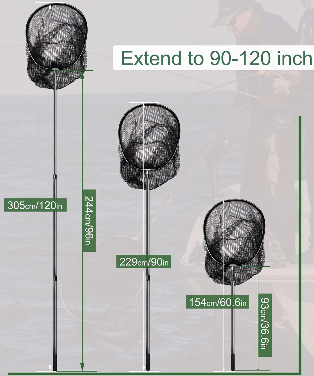 Uxwuy telescoping handle extended for long-reach fishing from shore or kayak.