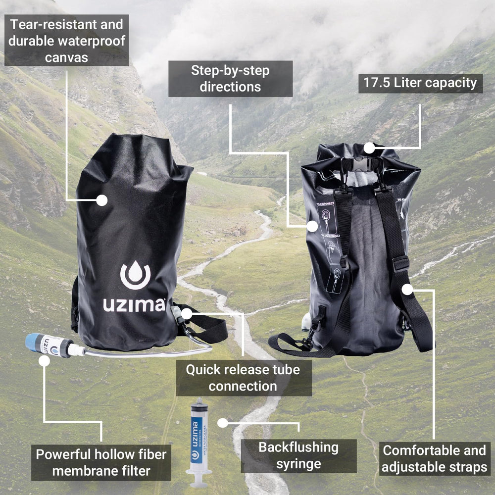 Uzima UZ-BP 17.5L storage bladder in use for versatile all-in-one system