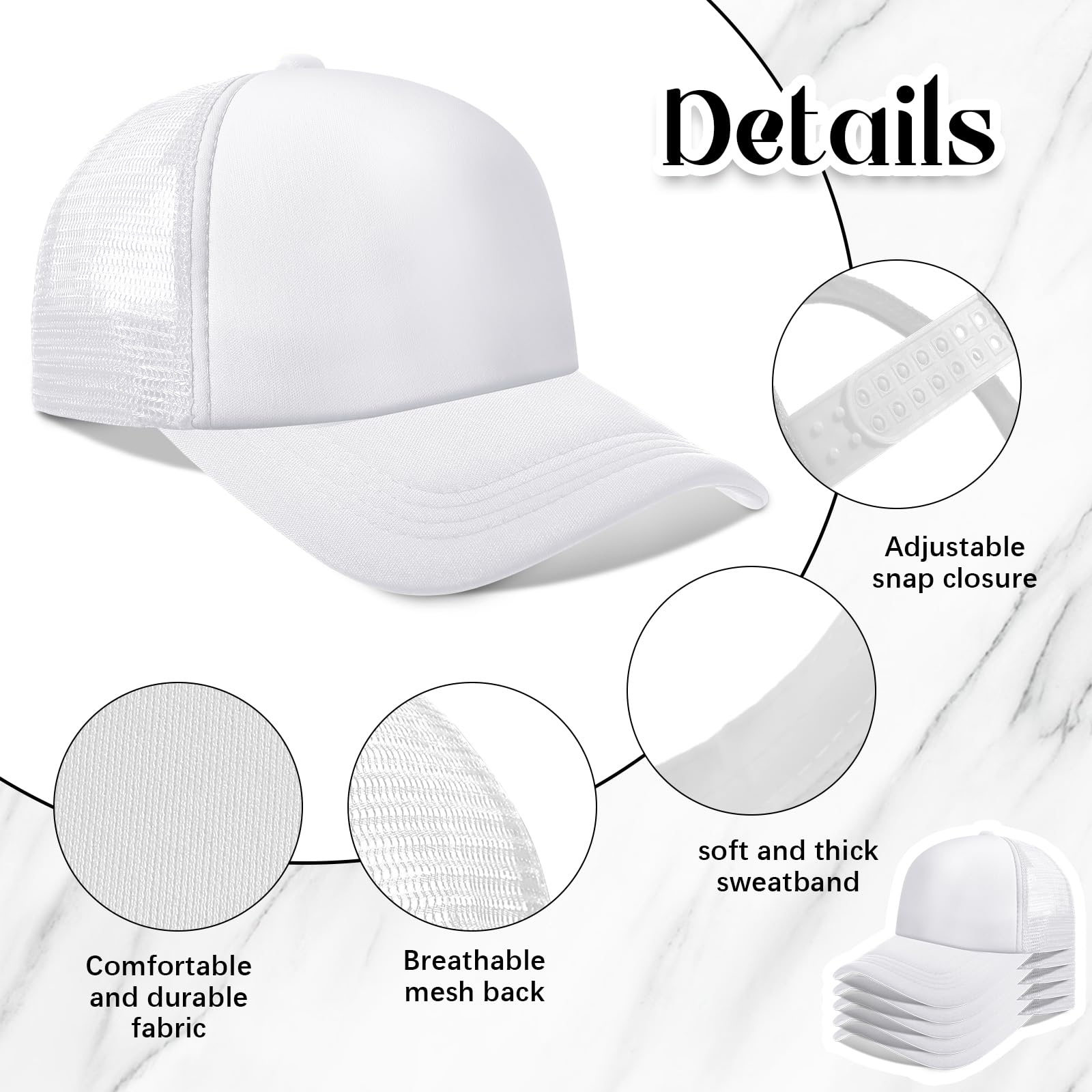 Vabean blank cap back view highlighting breathable mesh for all-day comfort