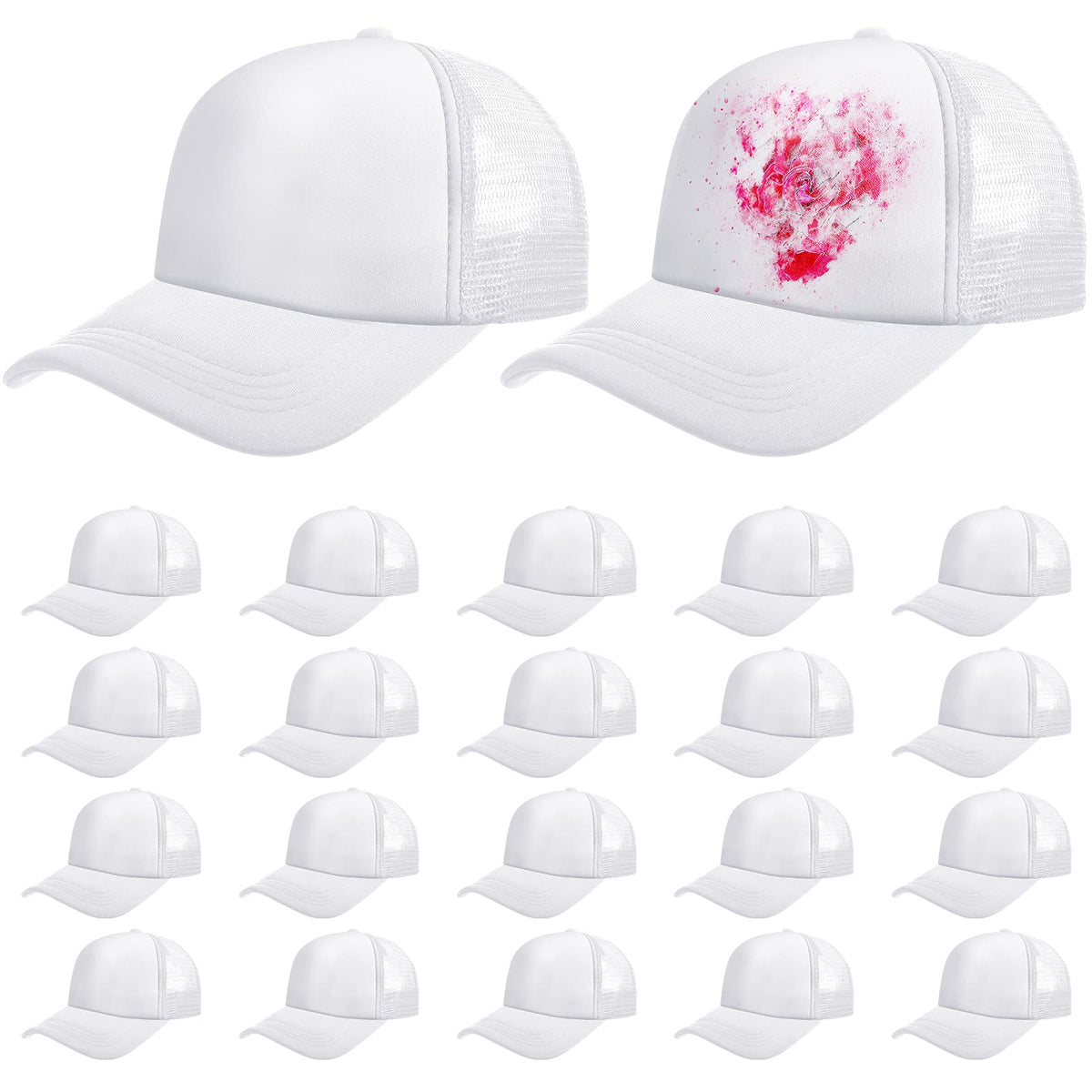 Vabean sublimation blank cap front view showing a versatile DIY surface for embroidery