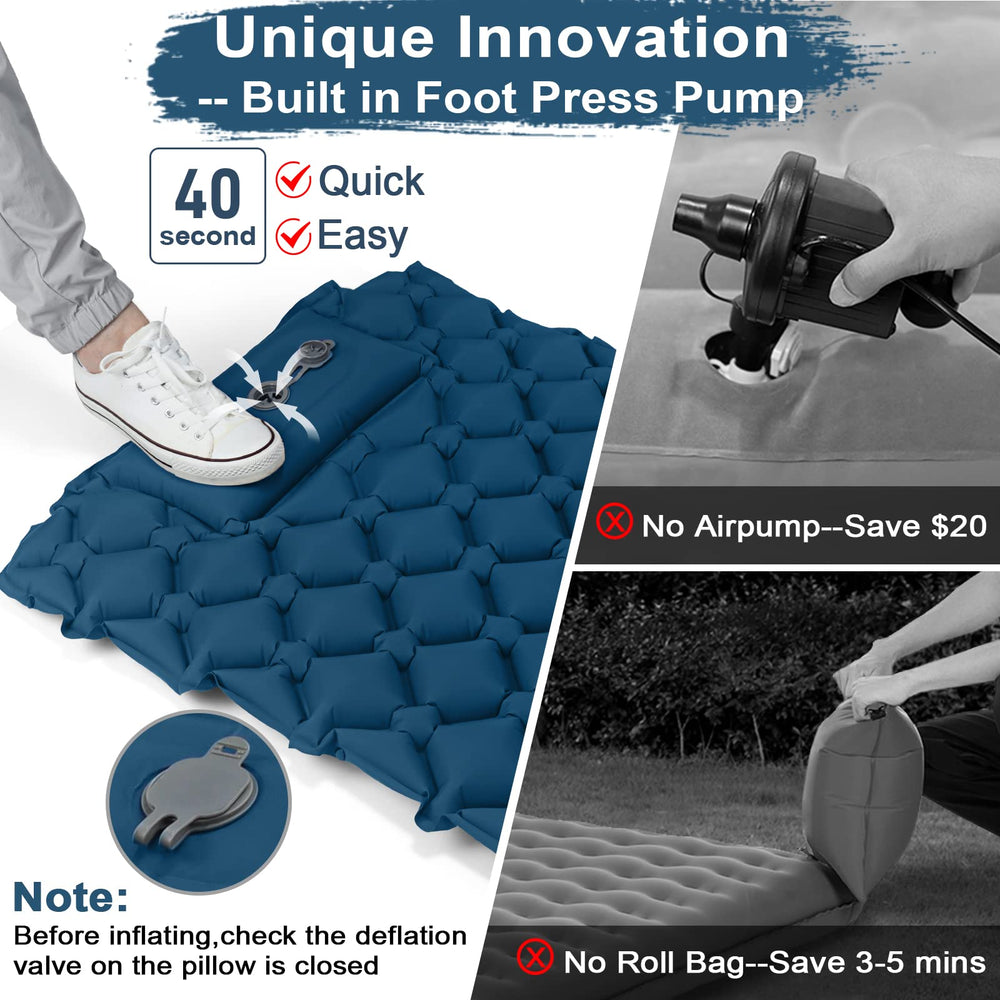 VALEHOWL sleeping pad honeycomb chambers provide ergonomic support up to 400 pounds.