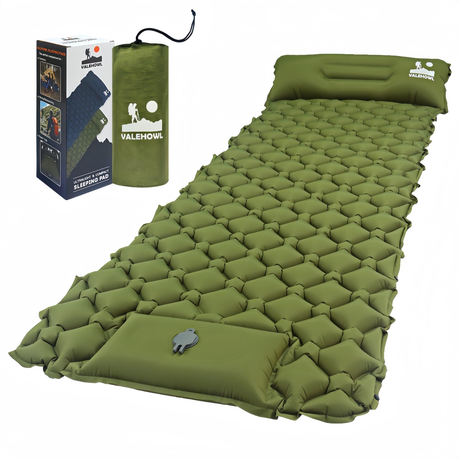 VALEHOWL ultralight sleeping pad folded compact for easy backpacking.