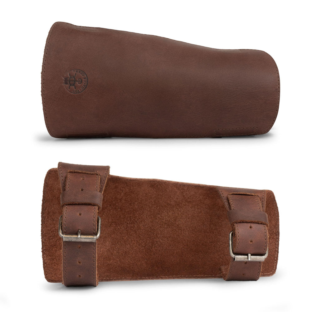 Valhalla Gear archery arm guard stitch detail shows durable craftsmanship