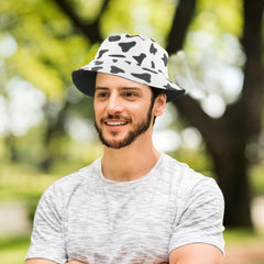Reversible cow print bucket hat side view