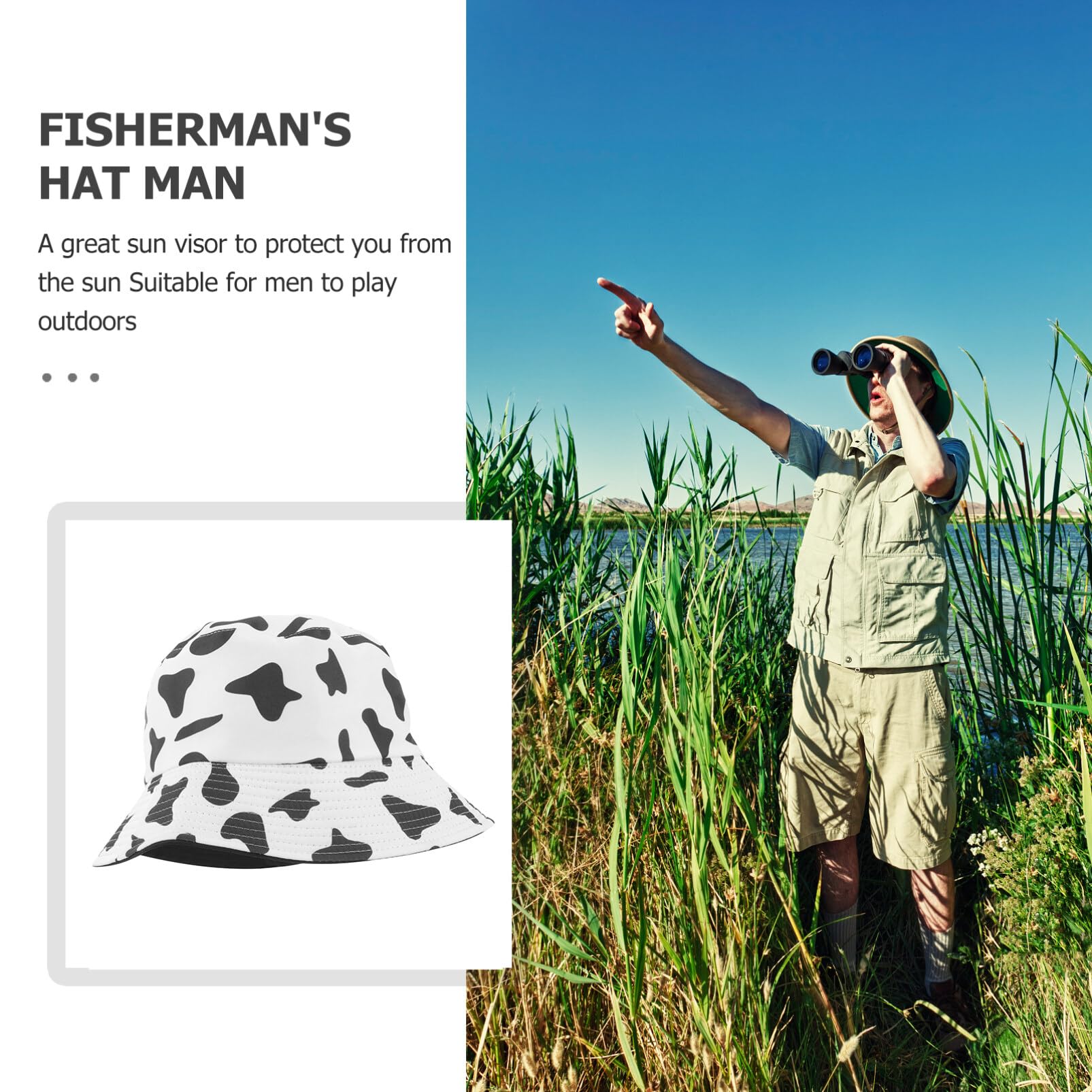 Outdoor summer scene with VALICLUD cow bucket hat