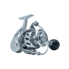 Van Staal Silver Spinning Reel main body view for rugged saltwater reliability