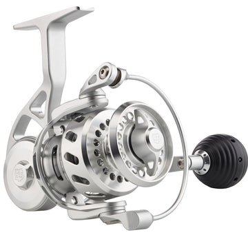 Van Staal VR Series silver spinning reel with sealed body for saltwater durability and smooth drag