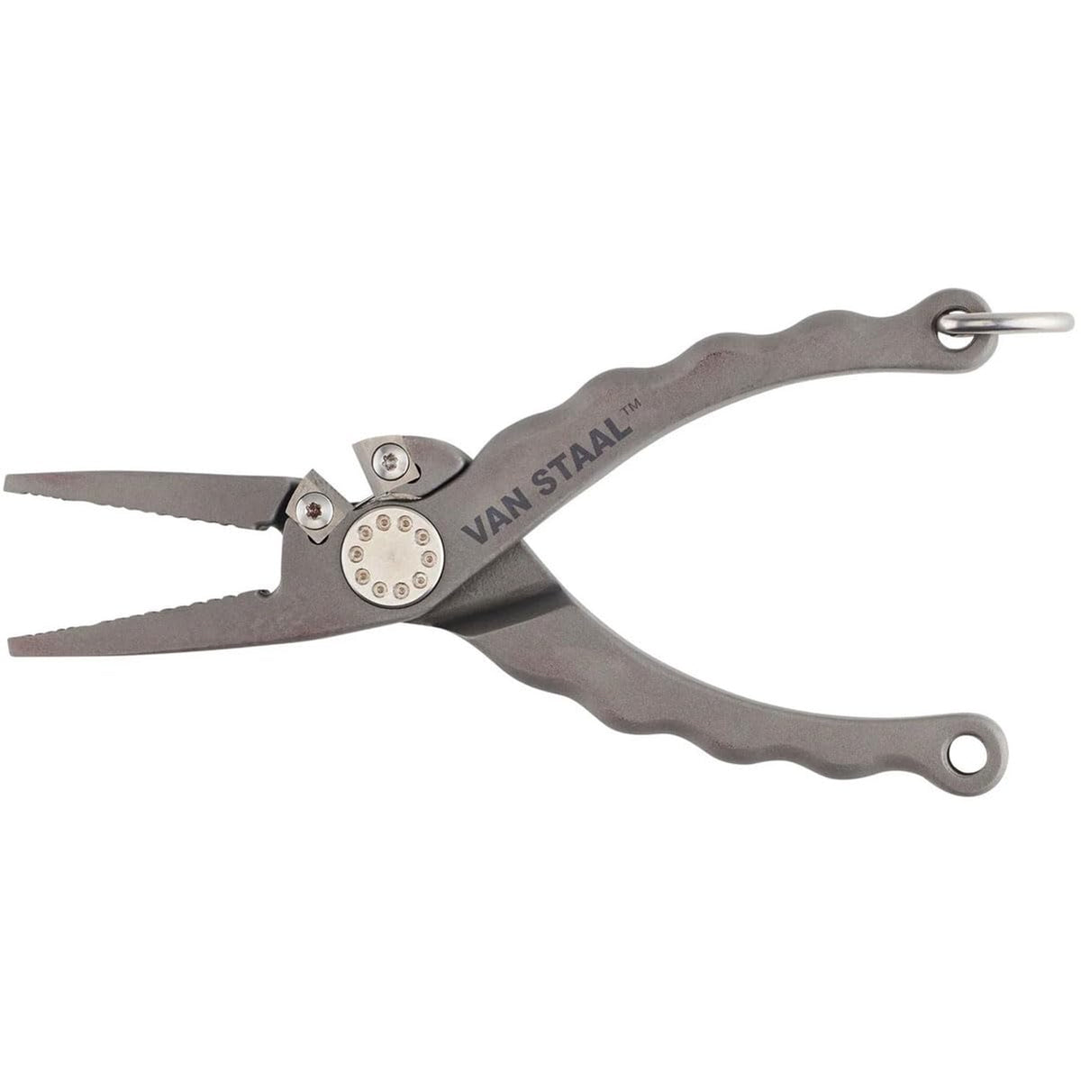 Van Staal Titanium Gray 6in Pliers front view shows rust-resistant finish.