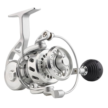 Front view of Van Staal VR175 Bailed Spinning Reel in silver