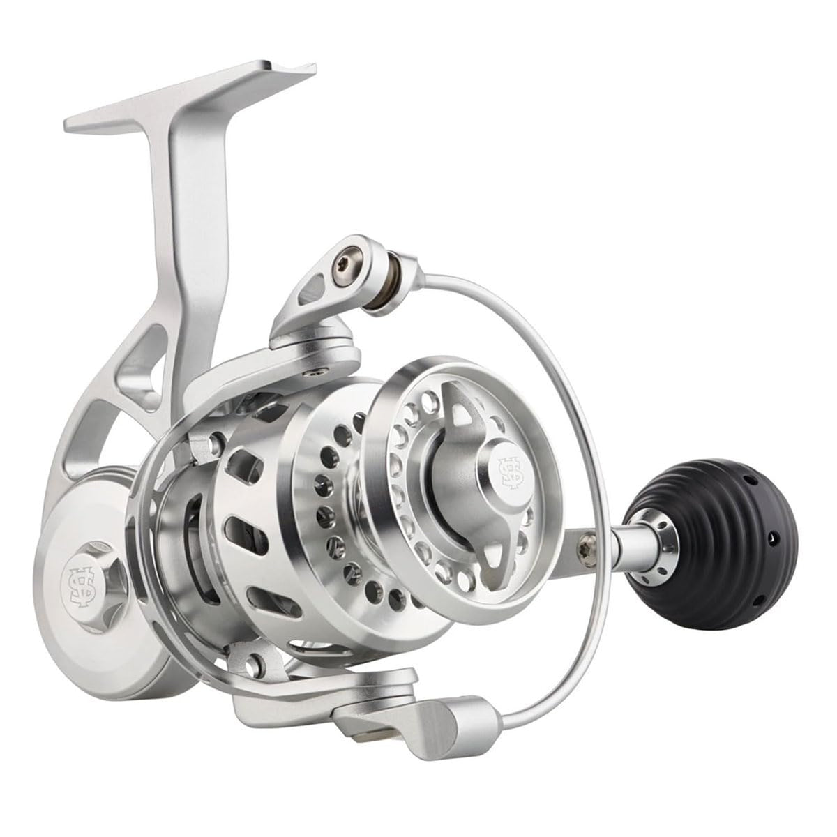 Front view of Van Staal VR175 Bailed Spinning Reel in silver