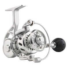 Front view of Van Staal VR175 Bailed Spinning Reel in silver