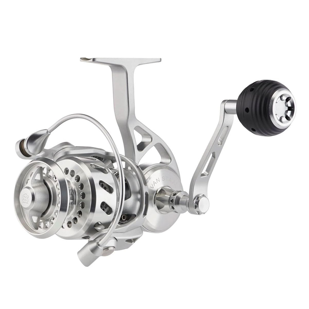 Side view of Van Staal VR175 Bailed Spinning Reel with bail installed