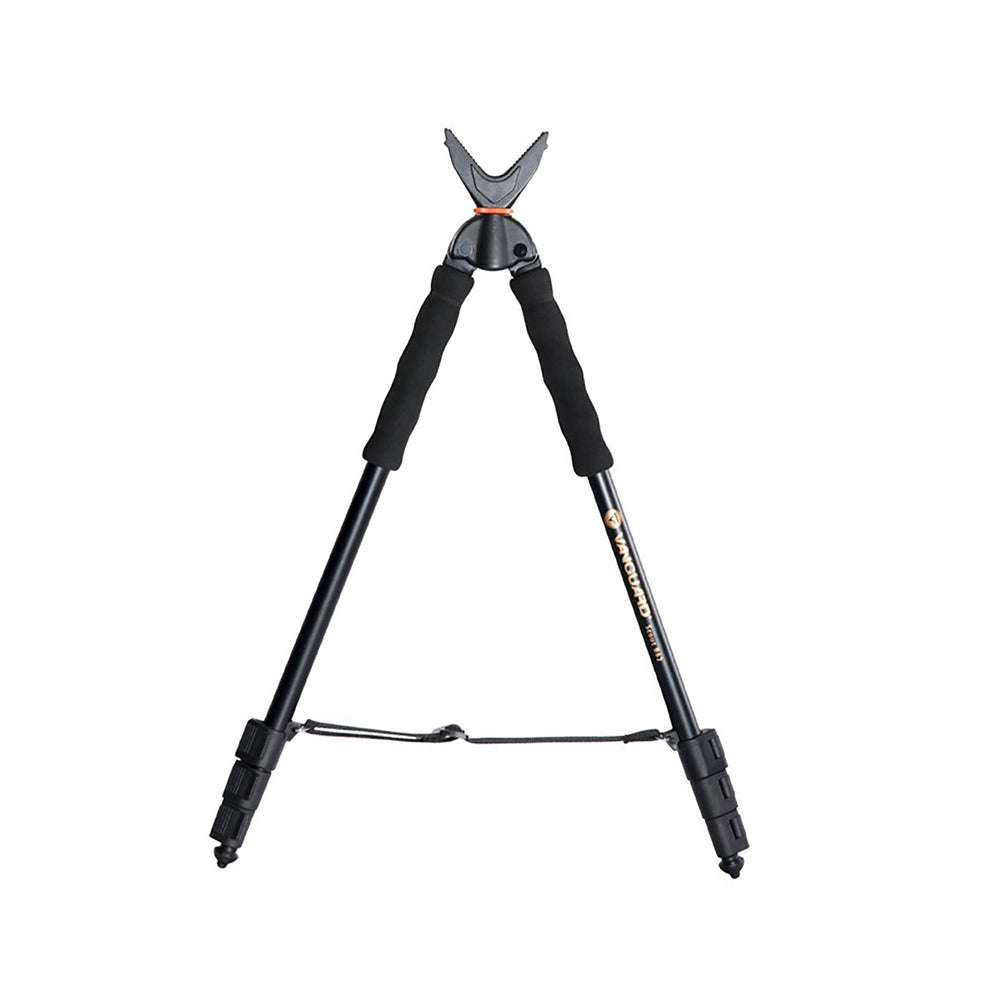 Close-up of Vanguard Scout B62 Bi Pod showing rubber V-shaped yoke