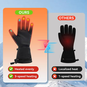 VanSmaGo heated gloves in winter activities show versatile use during skiing or hiking.