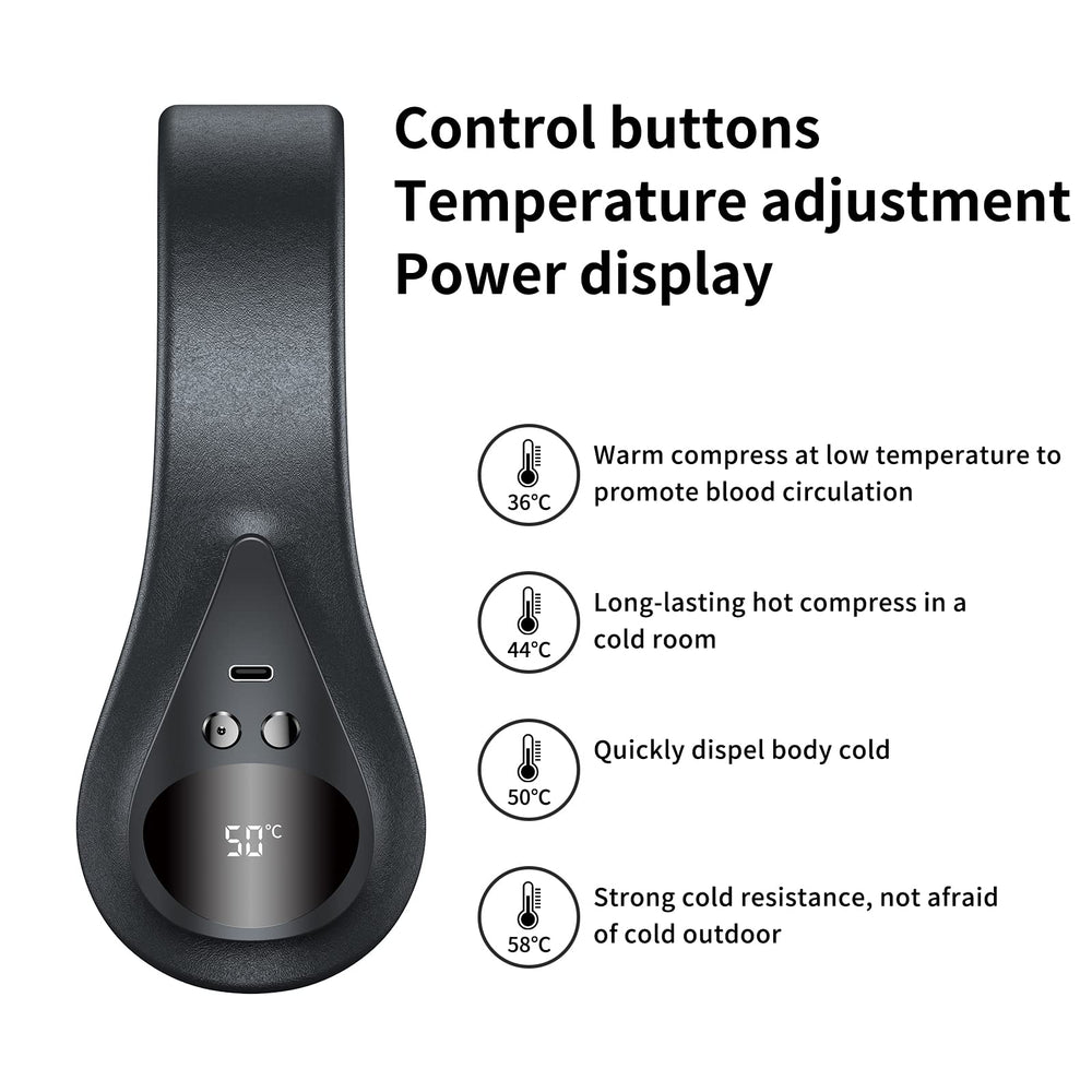 VanSmaGo neck warmer digital temperature display shows adjustable heat level