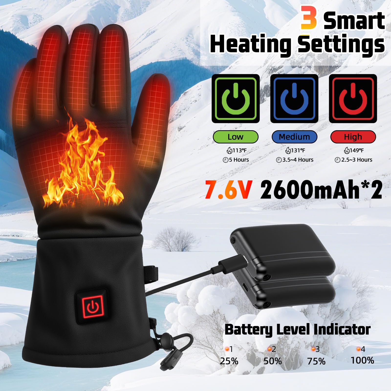 VanSmaGo thin heated glove liners battery pocket detail enables easy on-the-go power monitoring.