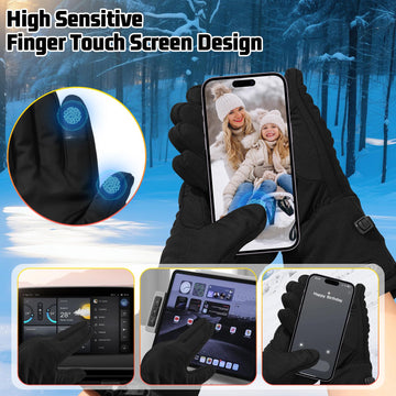 VanSmaGo thin heated glove liners wrist strap and reflective detail for secure fit in low light.