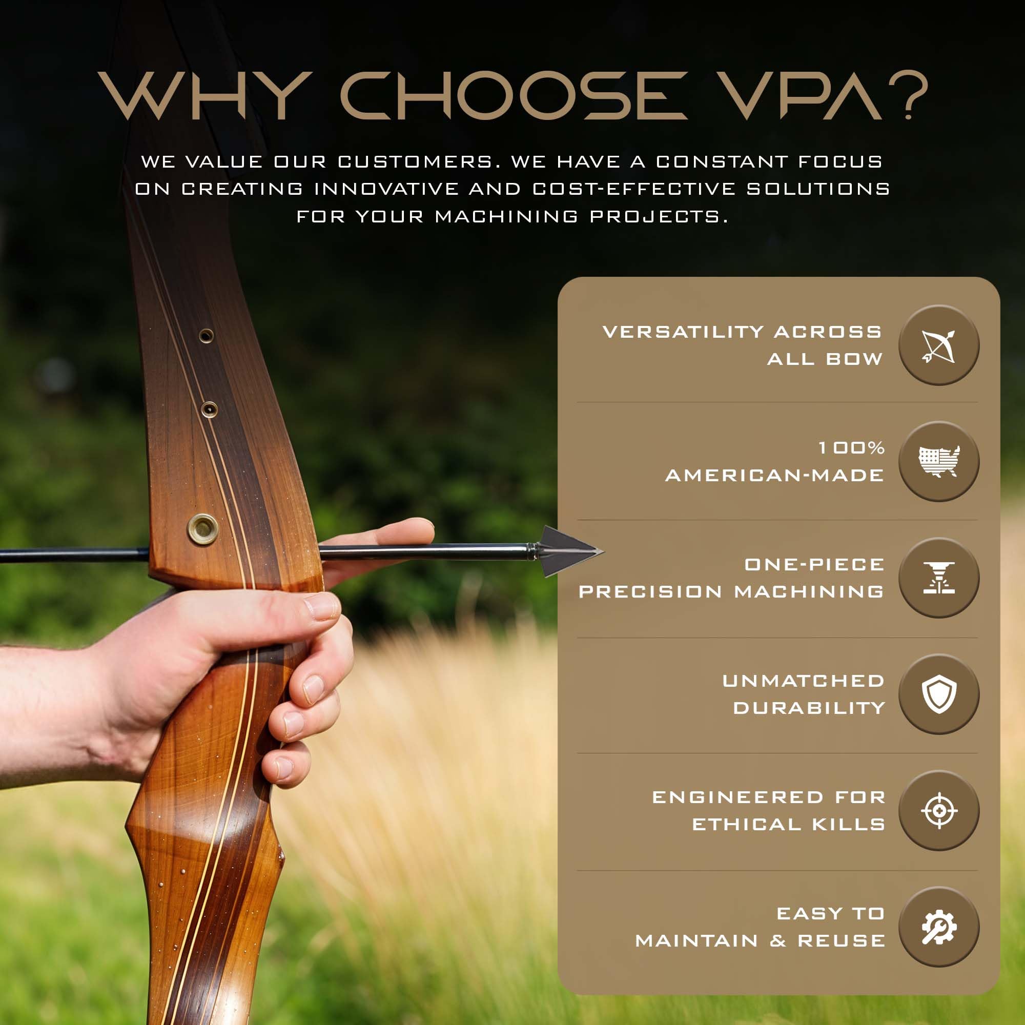Vantage Point Archery VPA 1045 carbon tool steel blade close-up