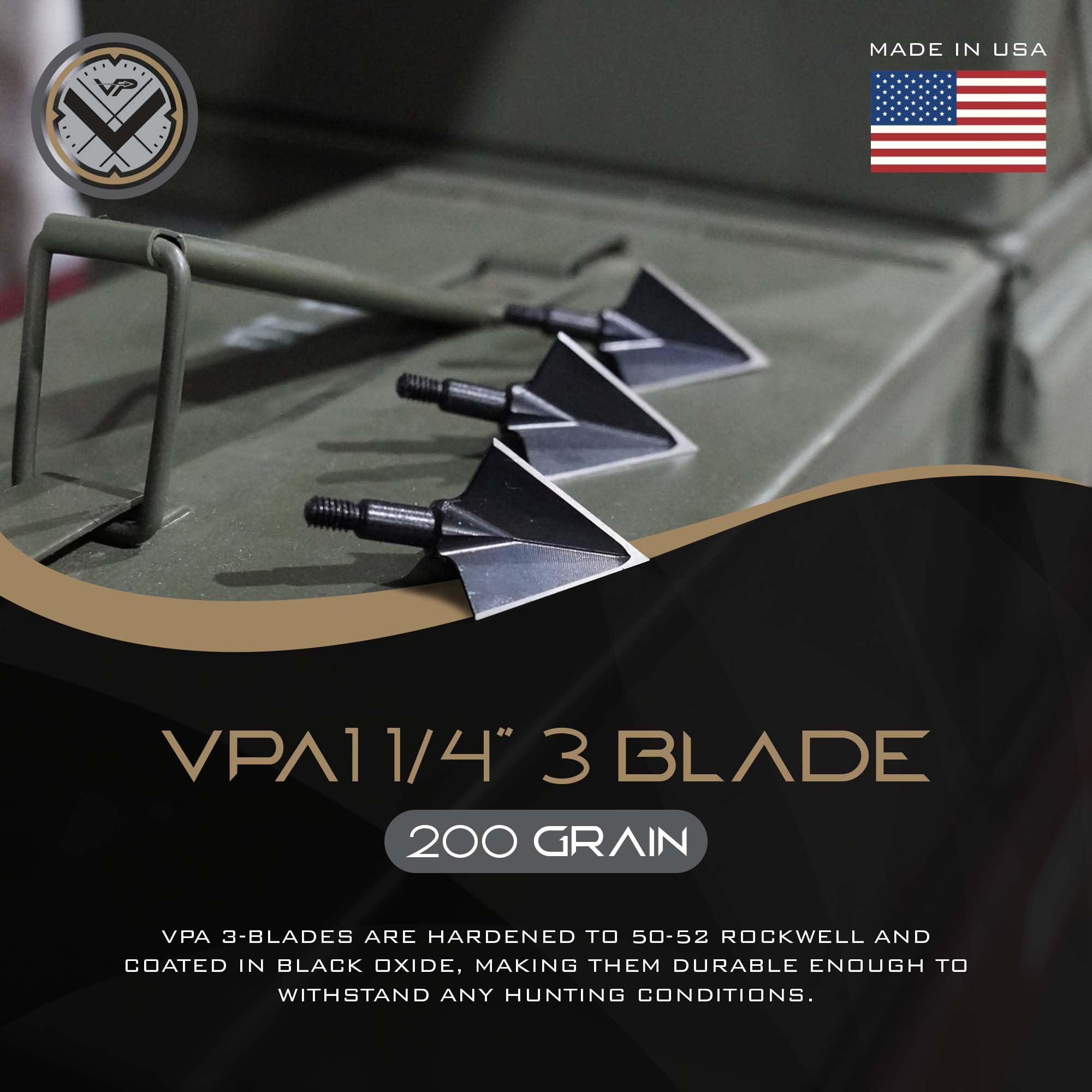 Vantage Point Archery VPA 200 grain 3-blade broadhead ready for precise cuts
