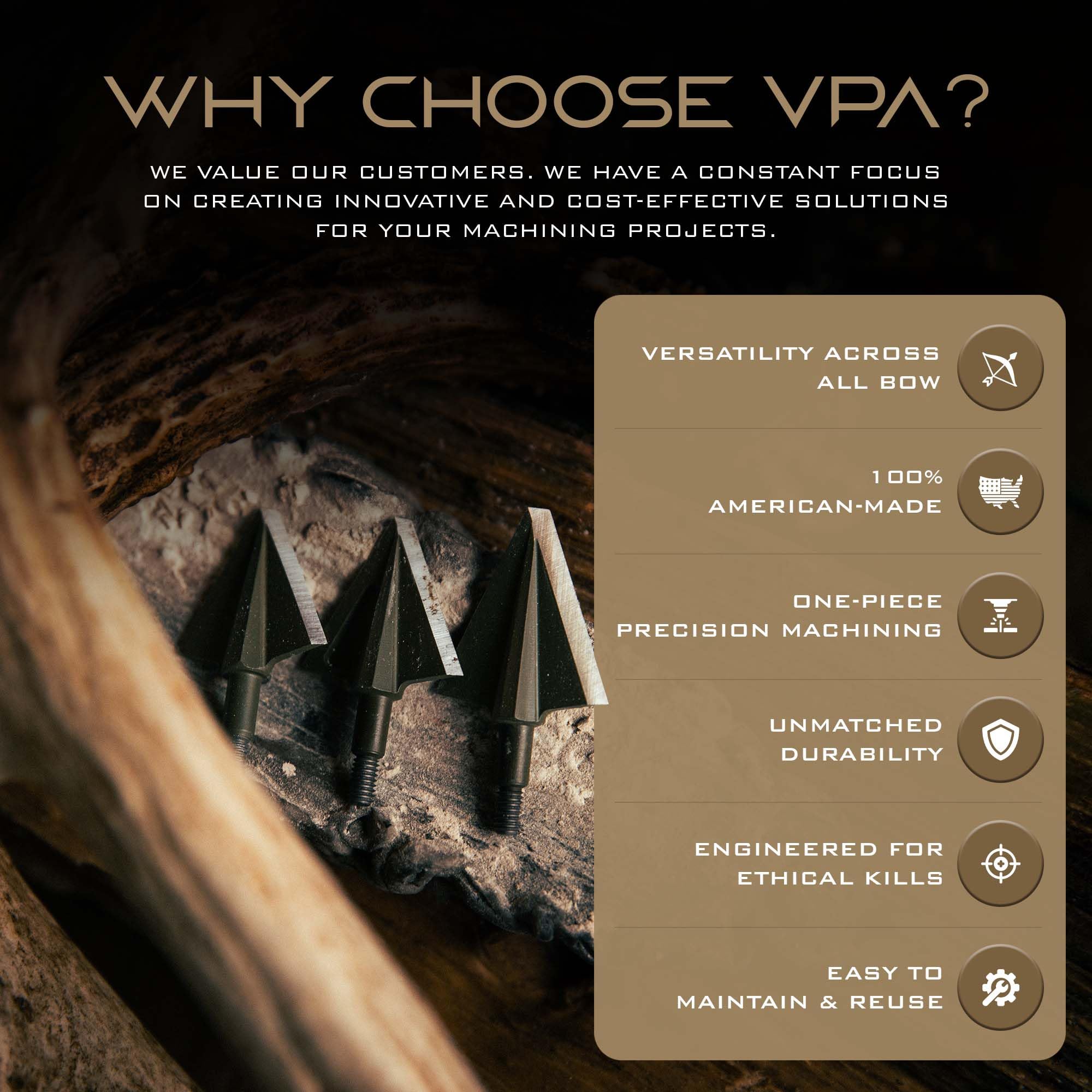 Vantage Point Archery VPA broadhead green S7 steel body detail emphasizes premium strength