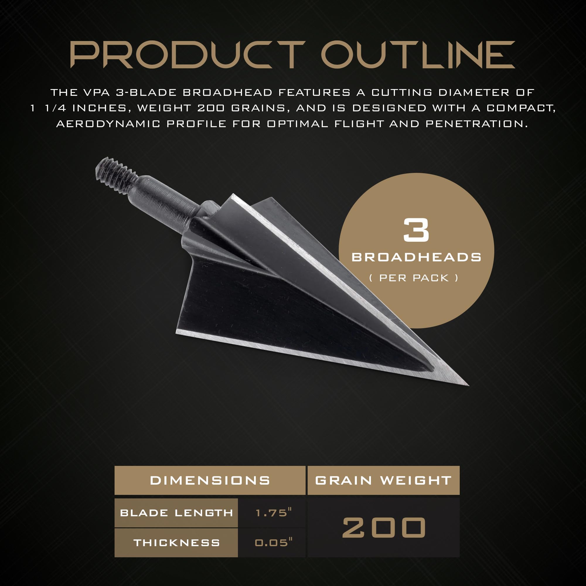 Vantage Point Archery VPA 50-52 Rockwell hardness for durable edge