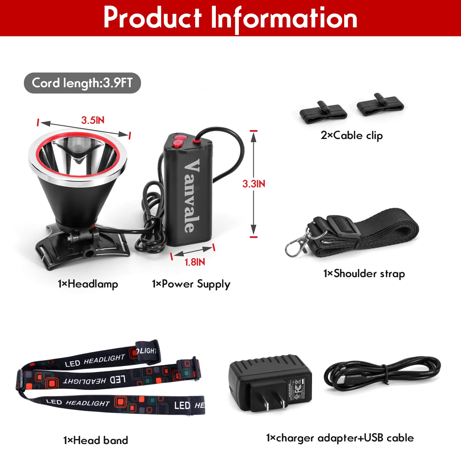 Vanvale headlamp's 45-degree adjustable head allows precise lighting angle.